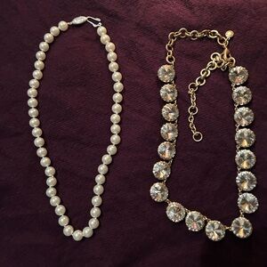 Elegant Faux Pearl and Faux Crystal J Crew Necklaces-costume jewellery,
